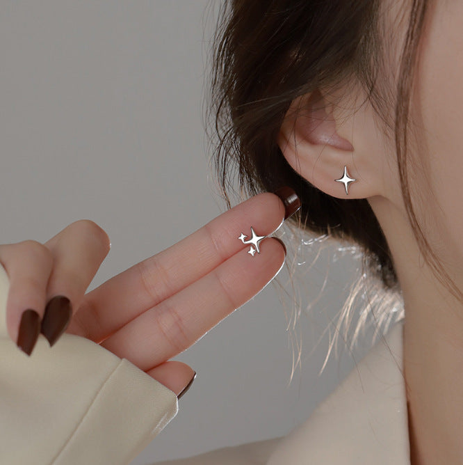 Asymmetrical Star Earrings Geometric Korean Style