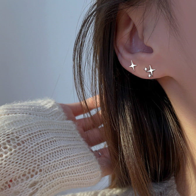 Asymmetrical Star Earrings Geometric Korean Style
