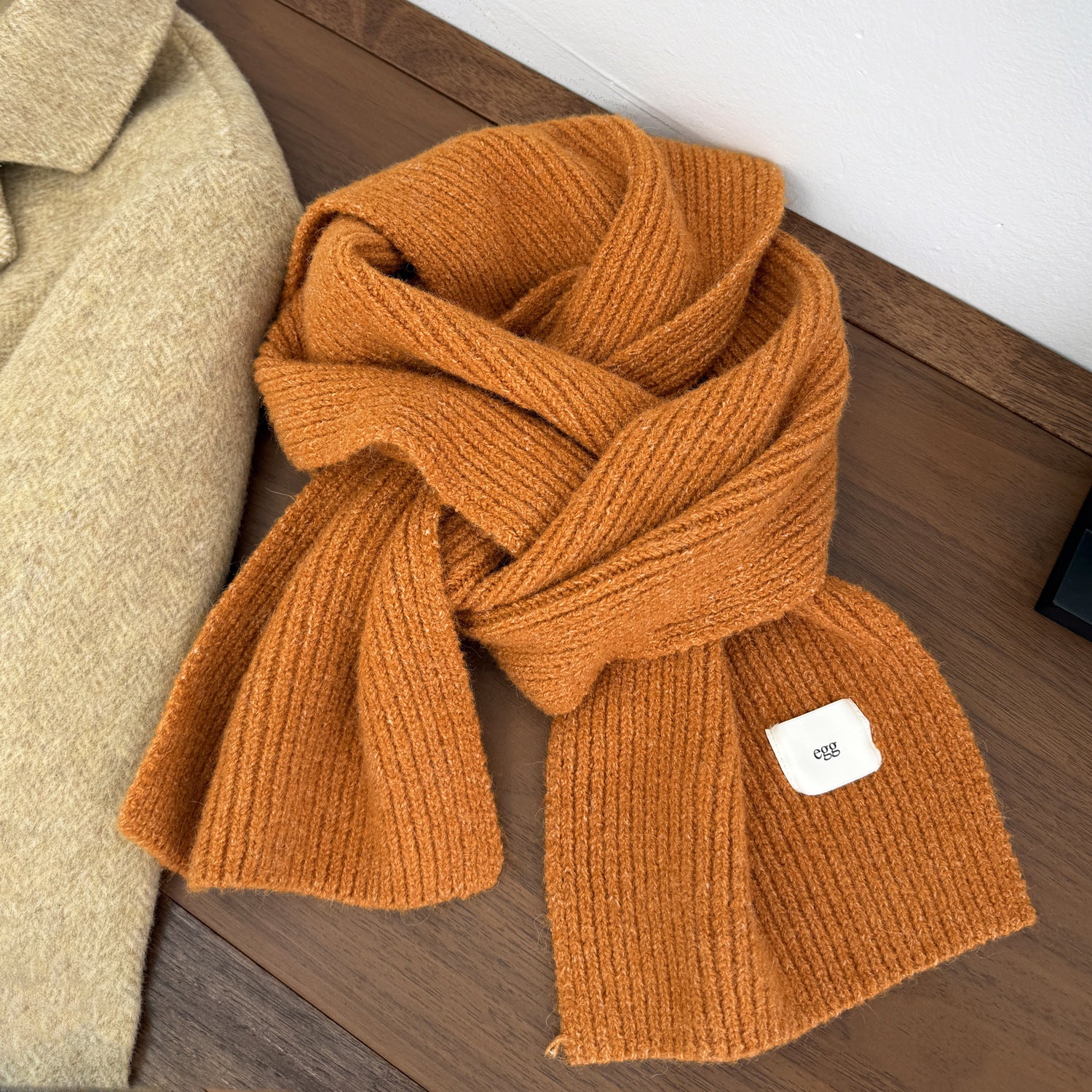 Atmospheric knitted wool warm scarf