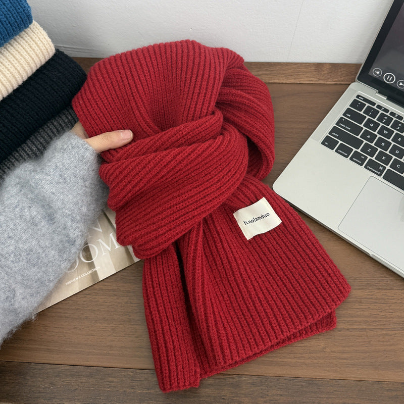 Atmospheric knitted wool warm scarf