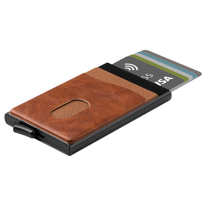 Automatic Aluminum Leather Card Holder