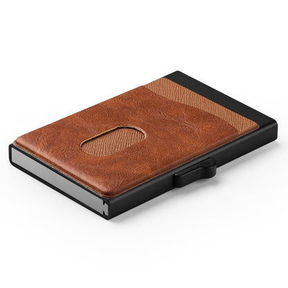 Automatic Aluminum Leather Card Holder