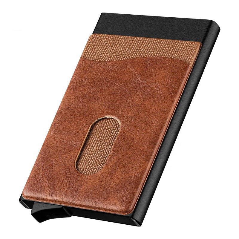 Automatic Aluminum Leather Card Holder