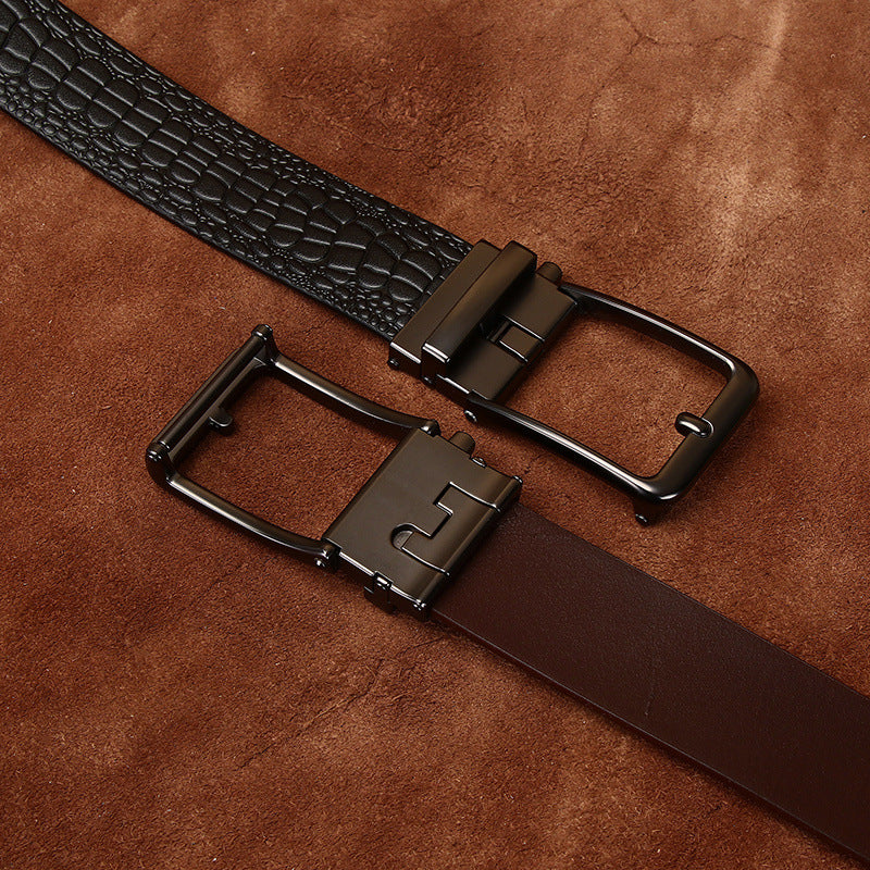 Automatic Buckle Genuine Leather Dress Belt