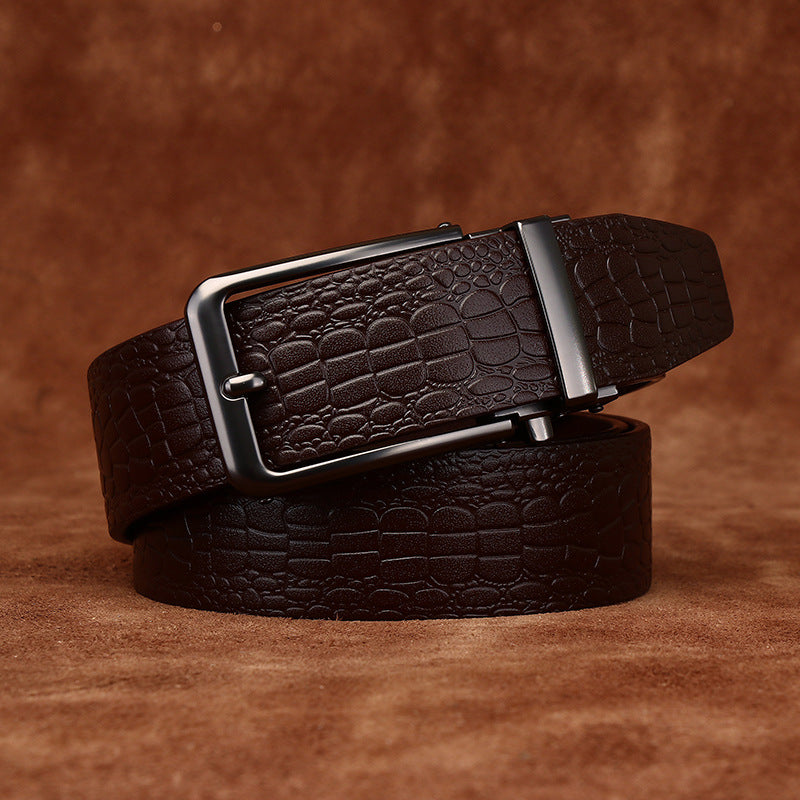 Automatic Buckle Genuine Leather Dress Belt