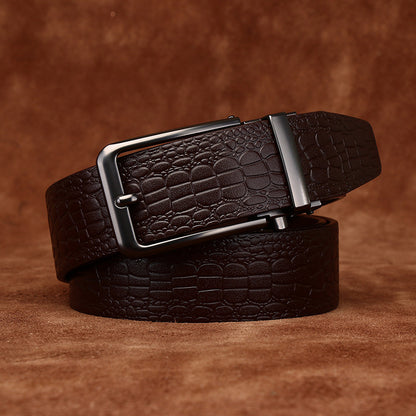 Automatic Buckle Genuine Leather Dress Belt