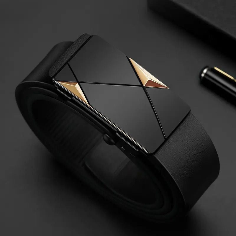 Automatic Buckle Mens PU Leather Belt
