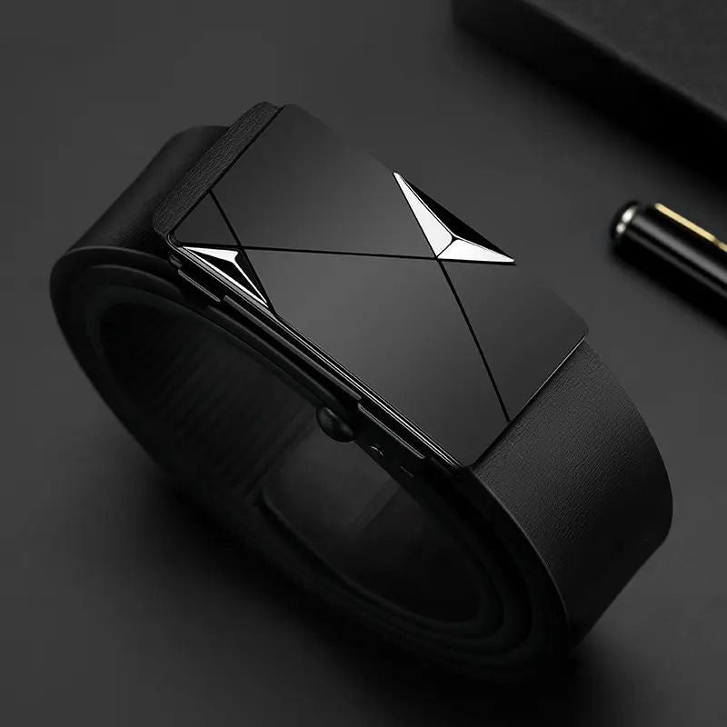 Automatic Buckle Mens PU Leather Belt