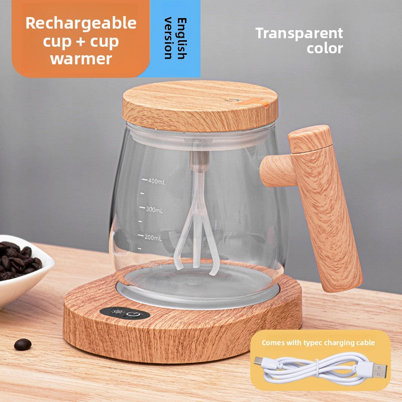 Automatic Electric Mixing Glass Cup with Heating Coaster
