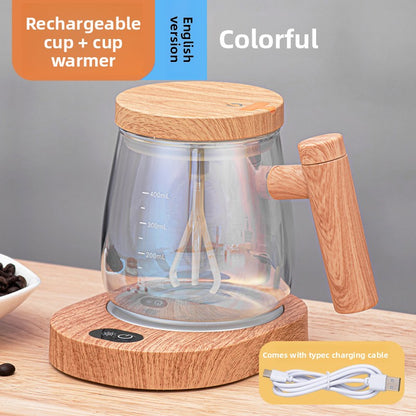 Automatic Electric Mixing Glass Cup with Heating Coaster