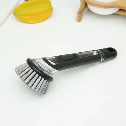 Automatic liquid-adding pot washing brush