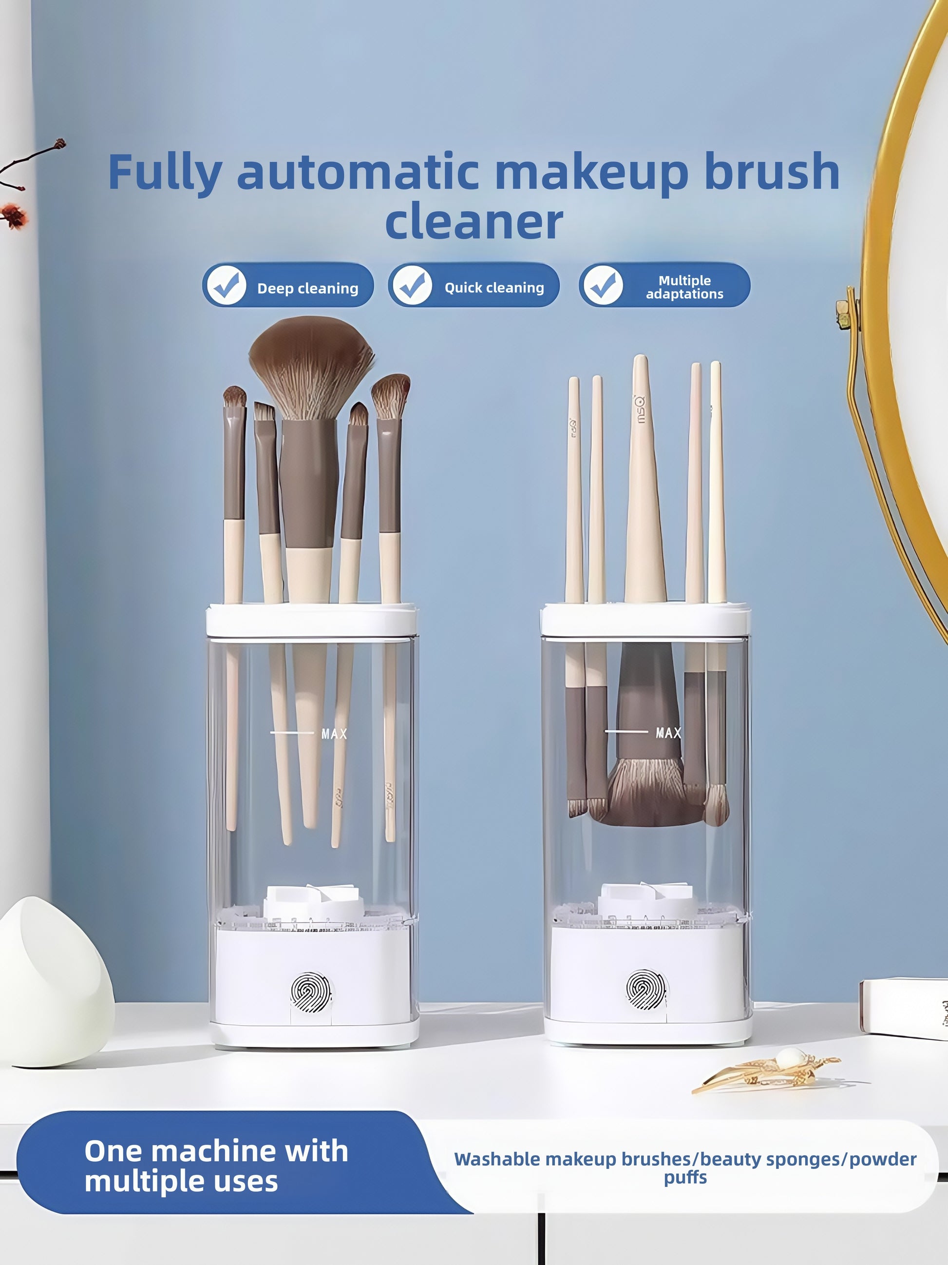 Automatic Makeup Brush Cleaning Tool with Drying Function