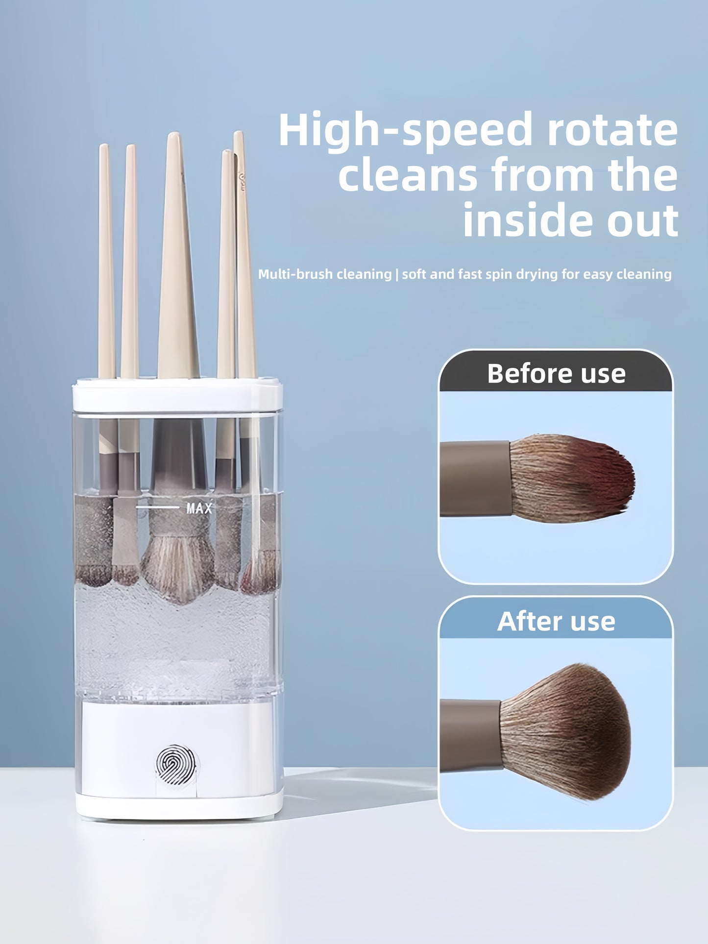 Automatic Makeup Brush Cleaning Tool with Drying Function