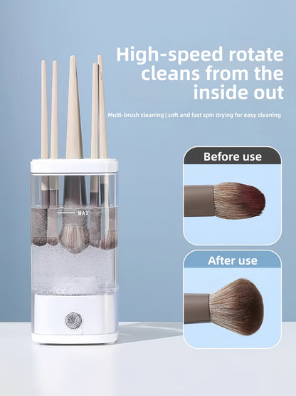 Automatic Makeup Brush Cleaning Tool with Drying Function