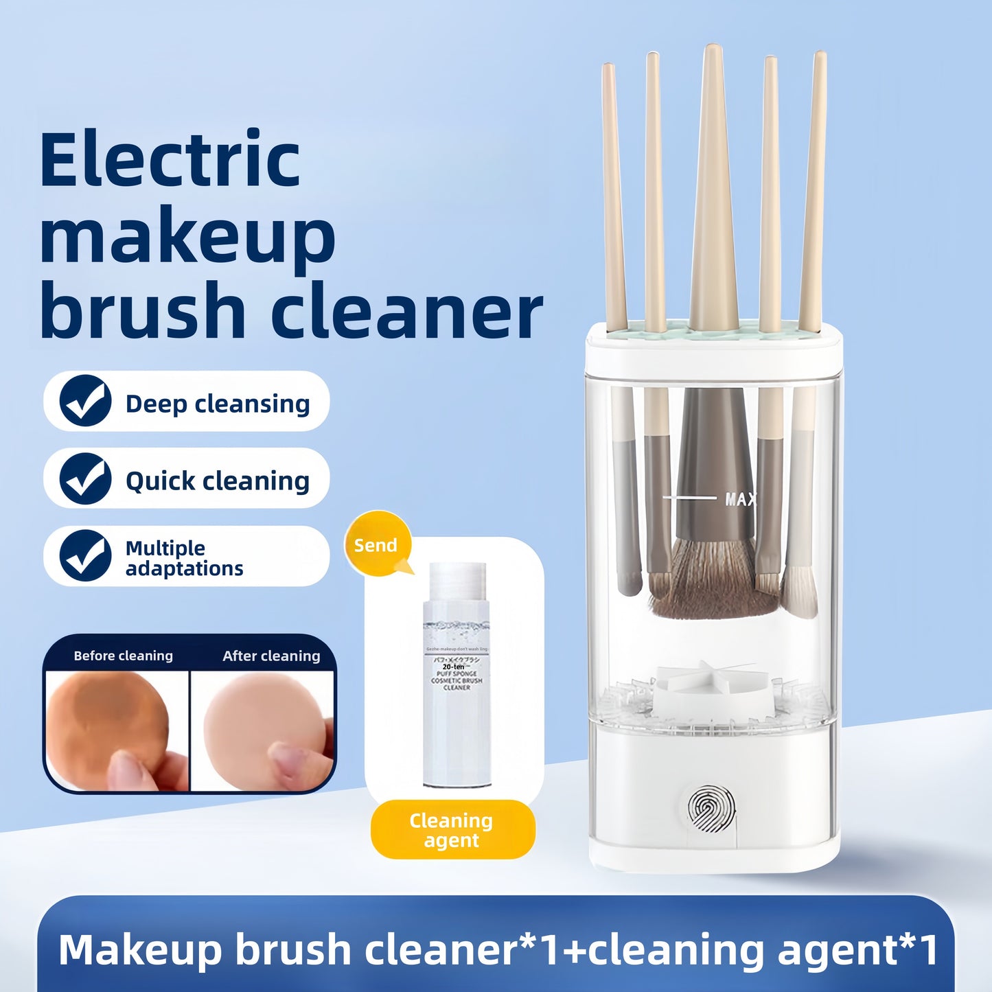 Automatic Makeup Brush Cleaning Tool with Drying Function