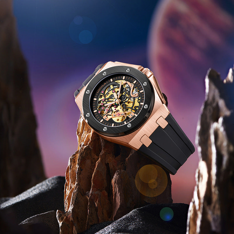 Automatic Mechanical Watch with Silicone Strap