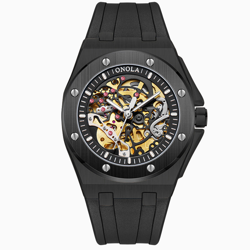 Automatic Mechanical Watch with Silicone Strap