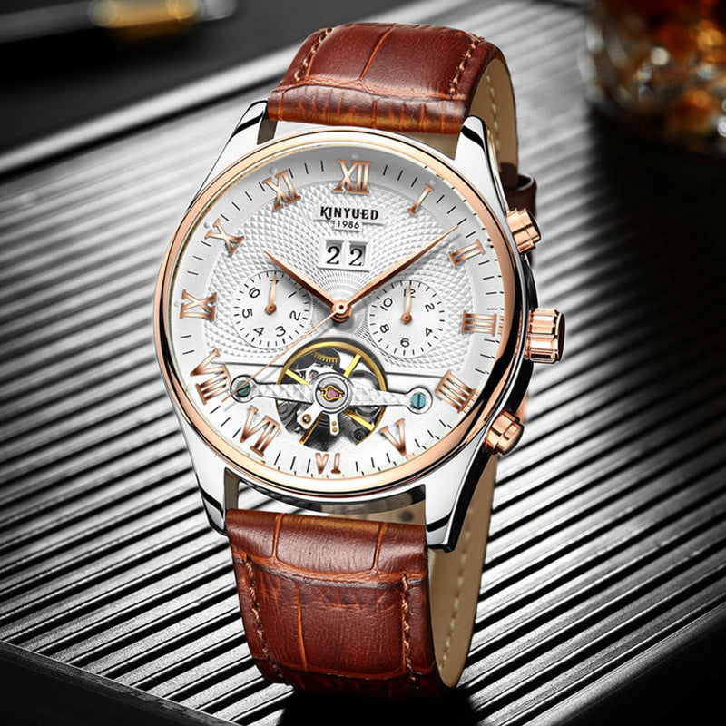 Automatic Mechanical Watch with Tourbillon and Calendar