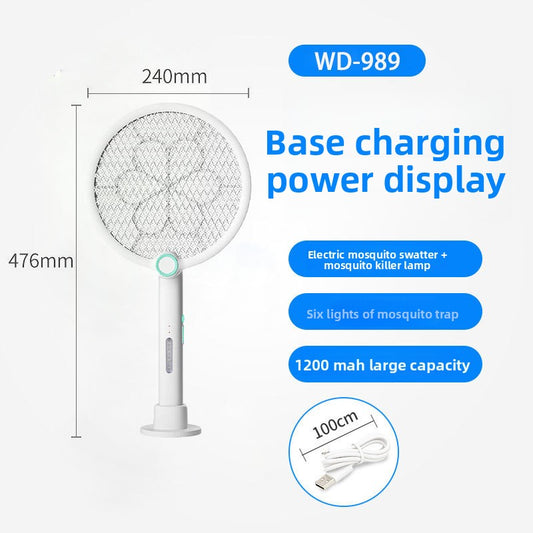 Automatic mosquito-attracting rechargeable electric mosquito swatter