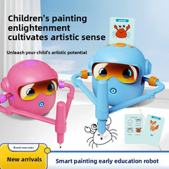 Painting robot-blue-with colored pens