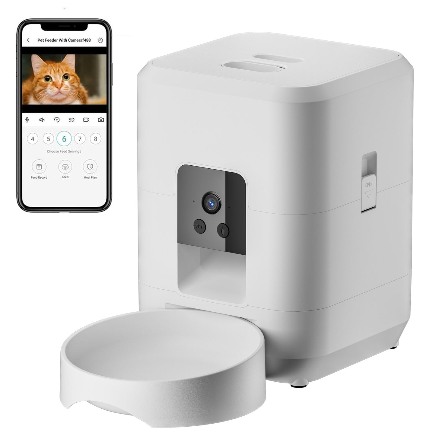 Automatic Pet Feeder with Video and WiFi for Cats and Dogs