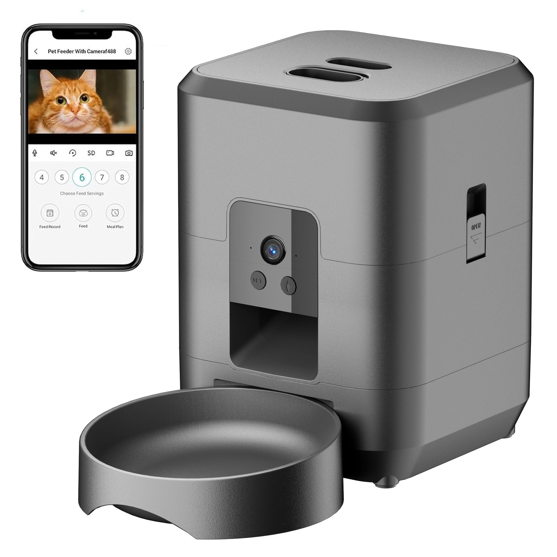 Automatic Pet Feeder with Video and WiFi for Cats and Dogs