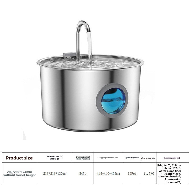 Automatic Pet Water Dispenser Stainless Steel 3.2L