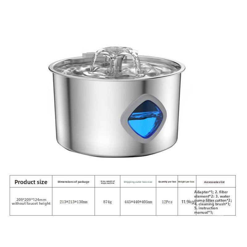 Automatic Pet Water Dispenser Stainless Steel 3.2L