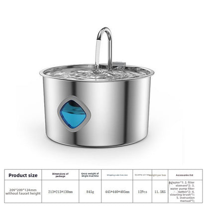 Automatic Pet Water Dispenser Stainless Steel 3.2L