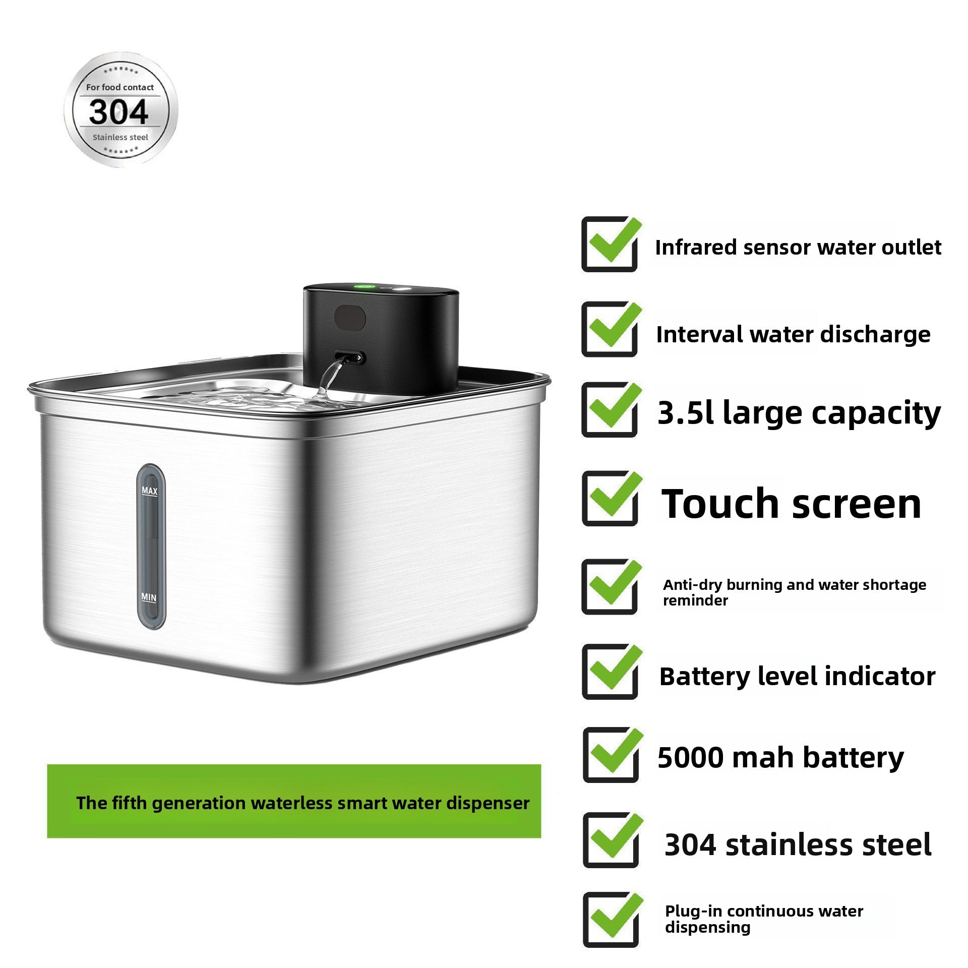 Automatic Pet Water Fountain Stainless Steel