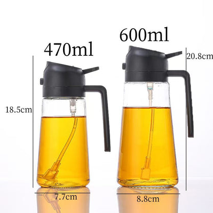 Automatic Press Spray and Pour Glass Oil Bottle