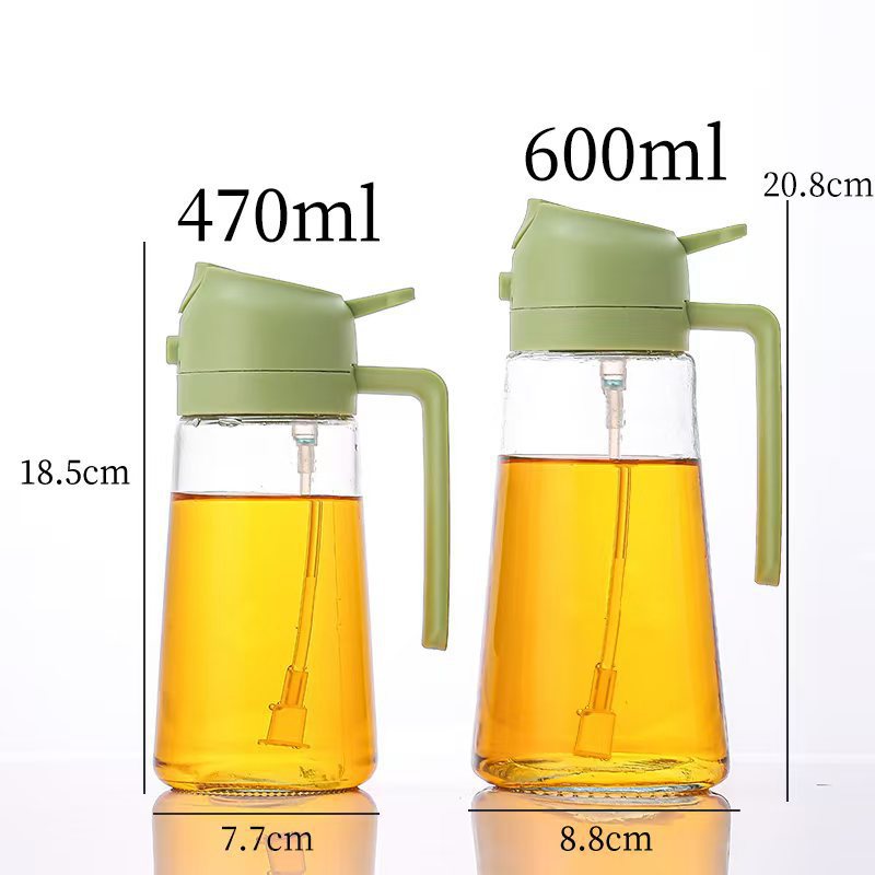 Automatic Press Spray and Pour Glass Oil Bottle