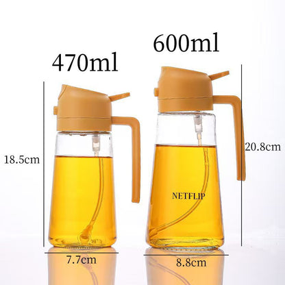 Automatic Press Spray and Pour Glass Oil Bottle