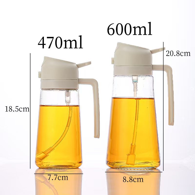 Automatic Press Spray and Pour Glass Oil Bottle