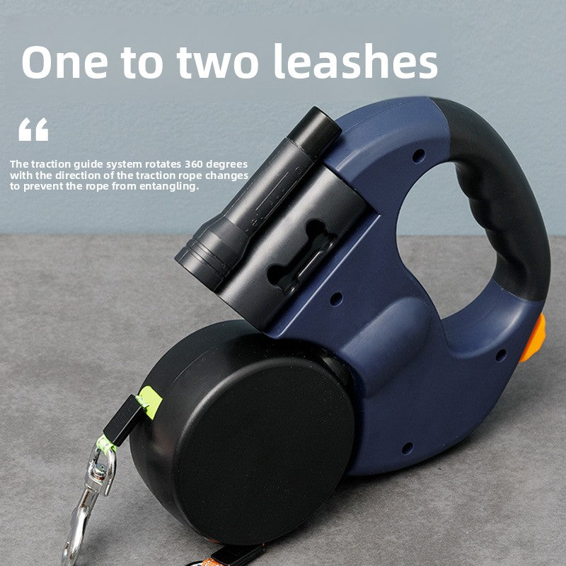 Automatic Retractable Dual Dog Leash for Small Medium Breeds