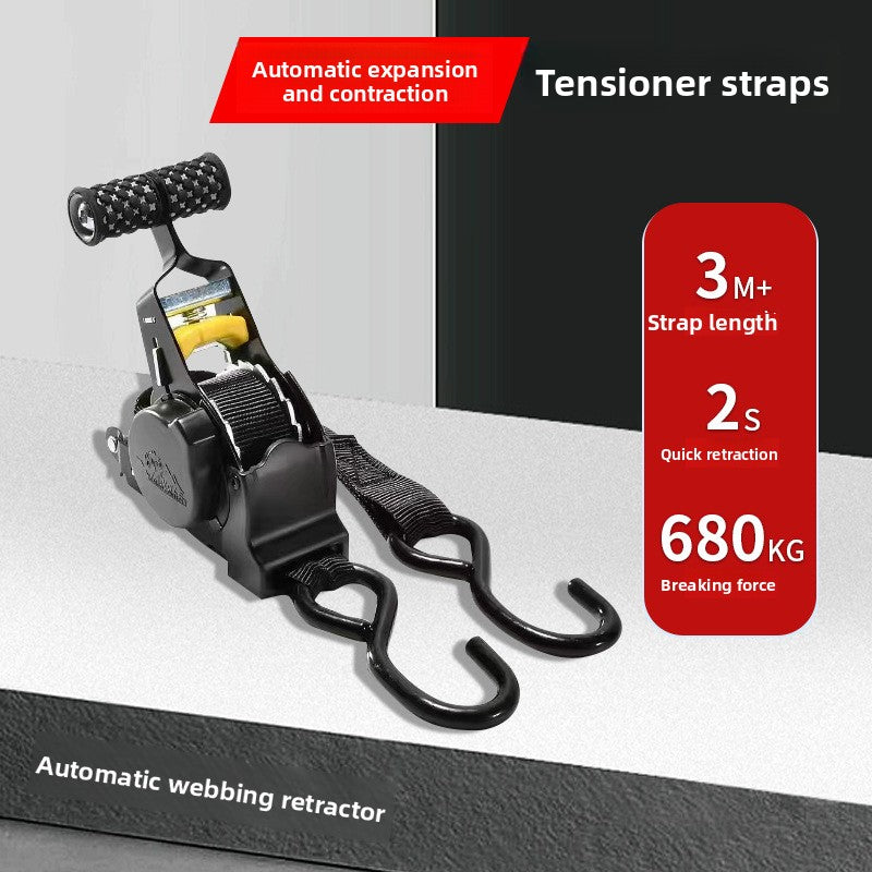 Automatic retraction ratchet tension strap binding strap