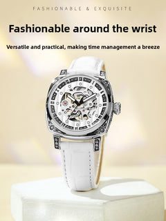 Silver White Leather