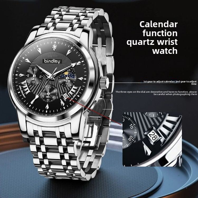 Automatic Skeleton Quartz Watch with Calendar