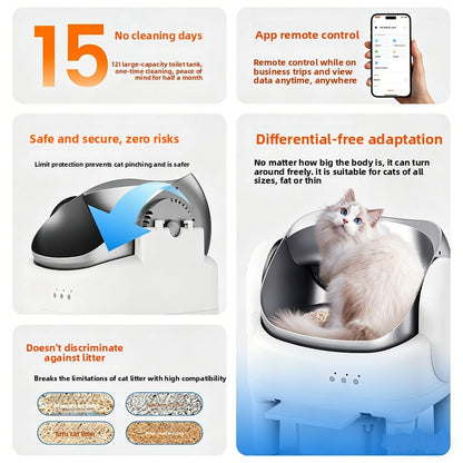 Automatic Smart Cat Toilet with Remote Control