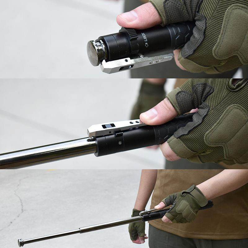 Automatic spring alloy steel hiking stick