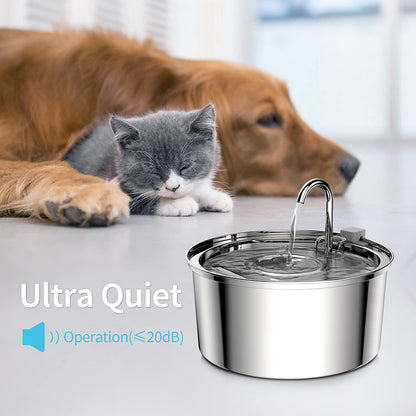 Automatic Stainless Steel Pet Water Dispenser with USB Pump