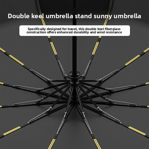 Automatic Windproof Black-Coated Umbrella with 24 Ribs