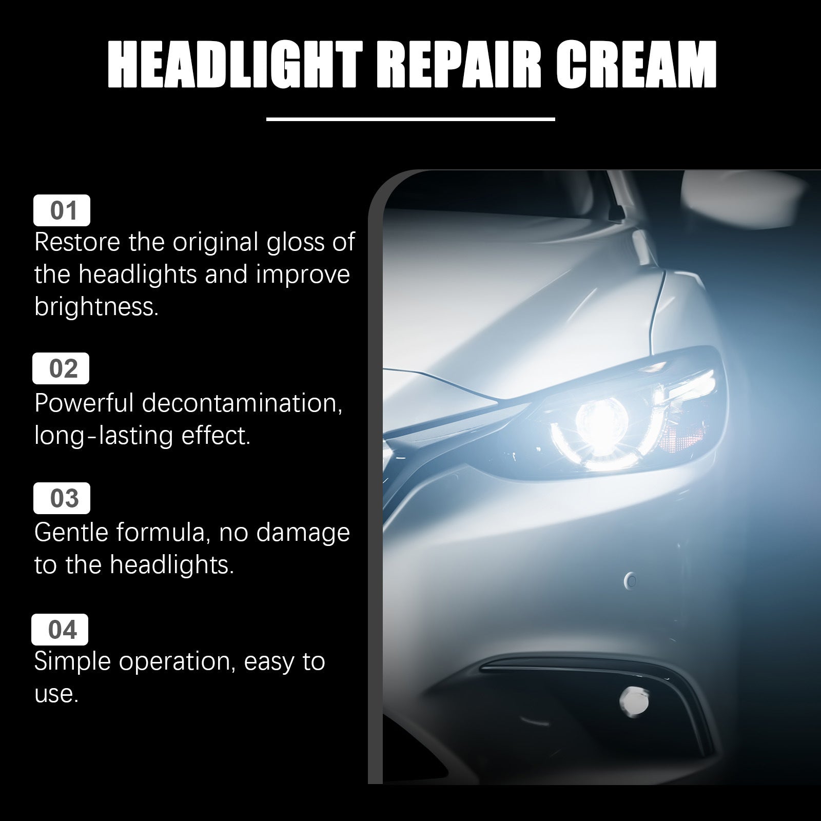 Automobile headlight refurbishment paste