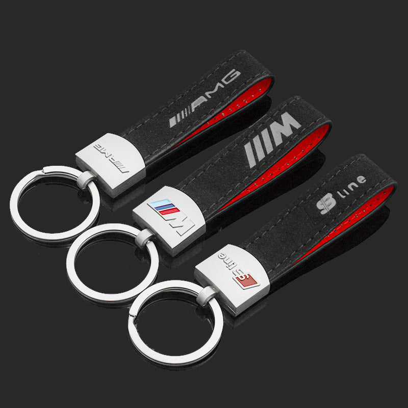 Automotive Brand Keychain with Suede Finish