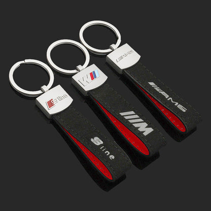 Automotive Brand Keychain with Suede Finish