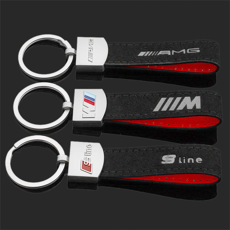 Automotive Brand Keychain with Suede Finish
