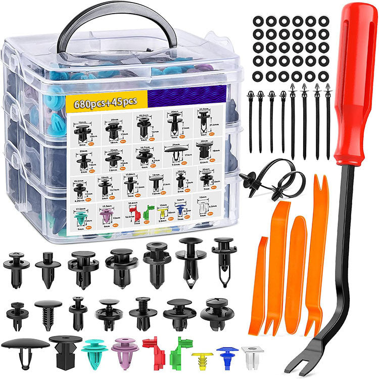 Automotive Plastic Fastener Clips with Pry Tools