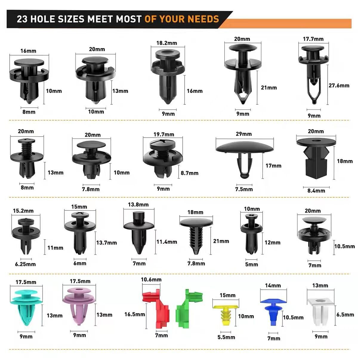 Automotive Push Type Expansion Clips and Repair Kit