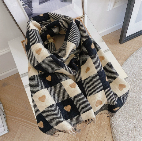 Autumn and Winter New Maillard Imitation Cashmere Plaid Scarf
