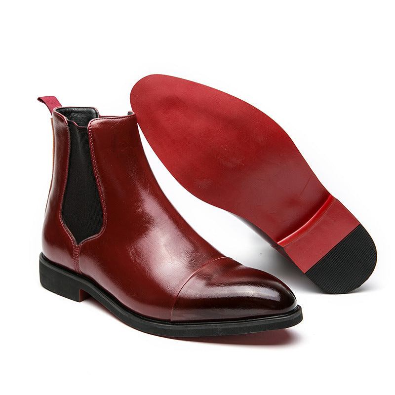 Autumn and Winter pointed toe slip-on plus size men's boots